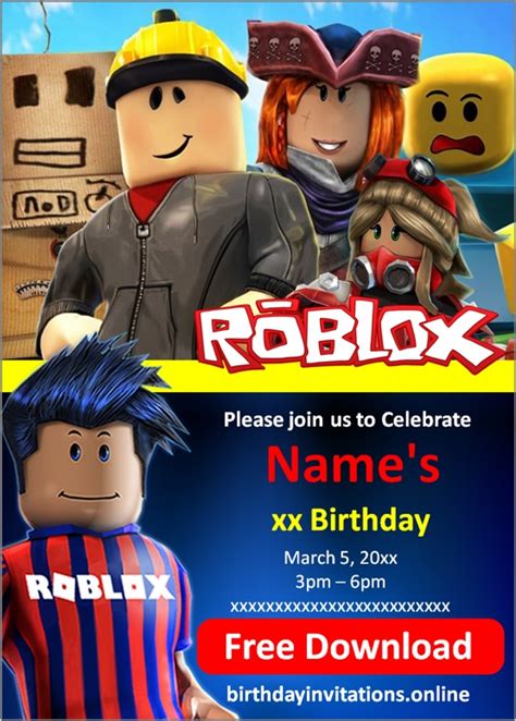 Roblox Party Invitations