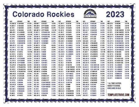 Rockies 2023 Schedule Printable