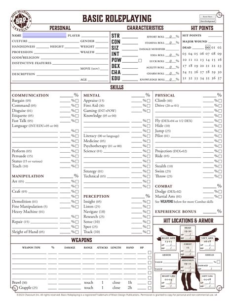 A role-playing character sheet for 5e D&D