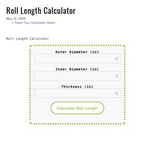 Roll length calculator formula in app