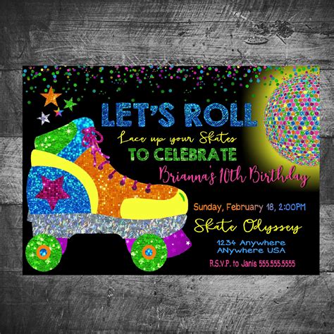 Roller Skating Party Invitation Template 1