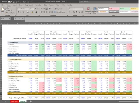 Rolling Cash Flow Forecast Template Example