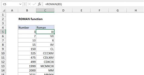 Roman numeral excel applications