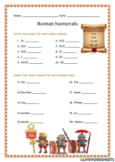 Roman Numeral Worksheet