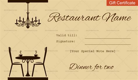 Romantic Dinner Gift Certificate Template