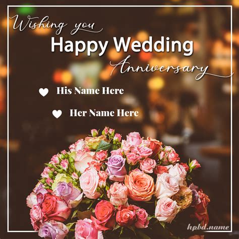 Romantic Floral Anniversary Card Template