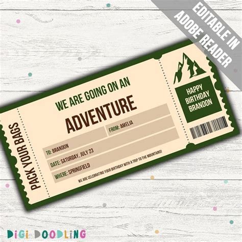 Romantic surprise trip ticket template