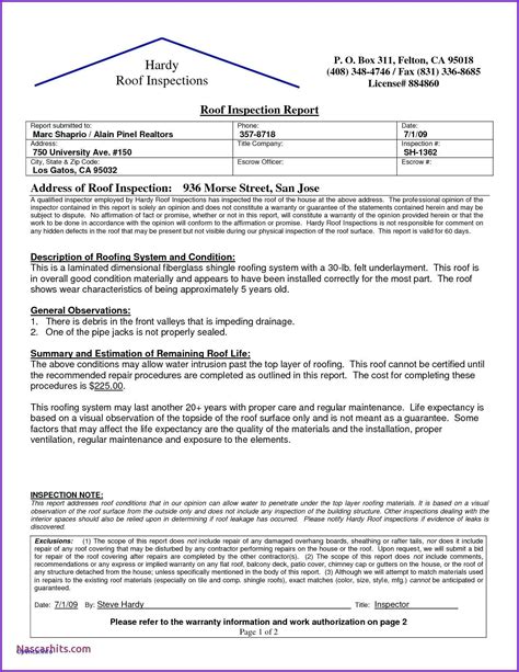 roof inspection report template example 1