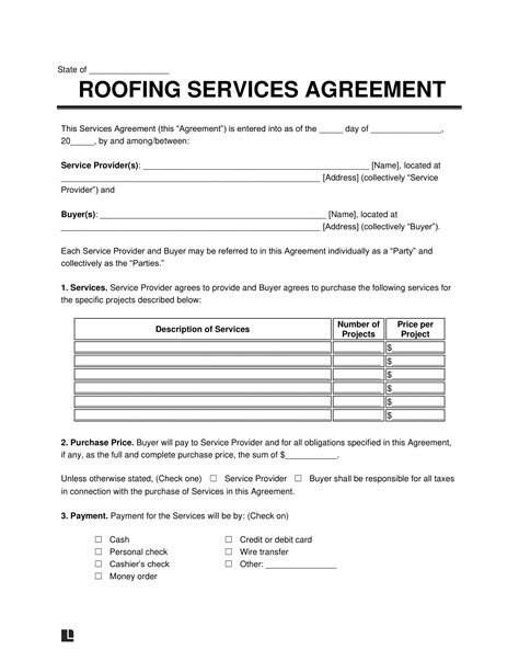 Roofing agreement form