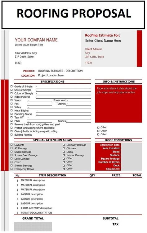 Roofing proposal template