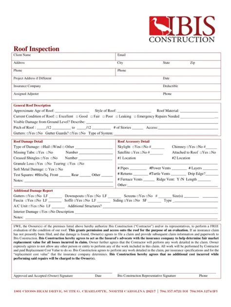 Roofing work order form