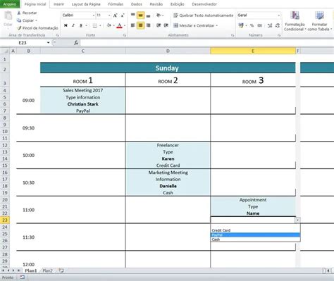 Room Booking Template Excel