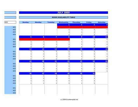 Room Booking Template Excel 5