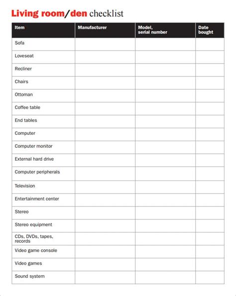 Room-by-Room Inventory Checklist