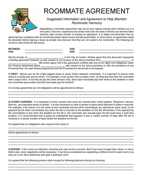 Roommate Agreement Template Example 10