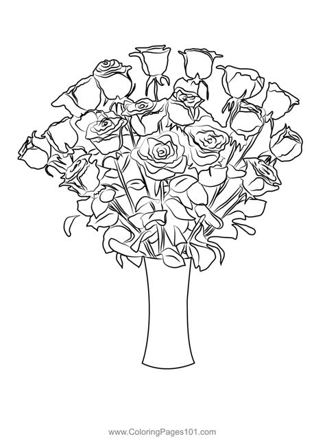 Rose Bouquet Coloring Page