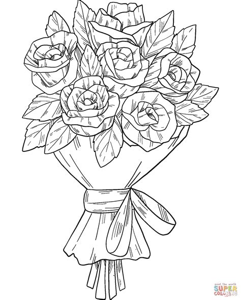 Rose Bouquet Coloring Page