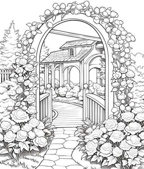 Rose Garden Coloring Page