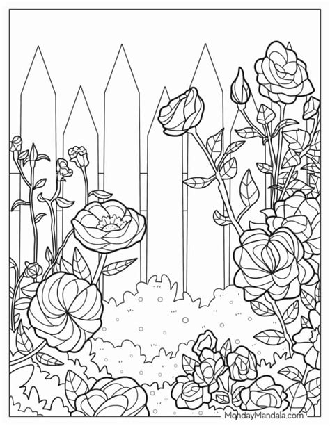 Rose Garden Coloring Sheet