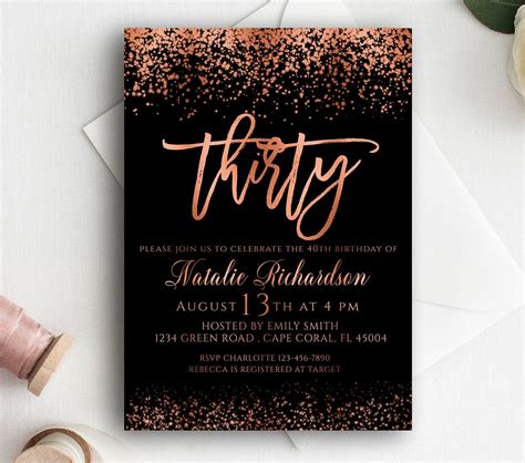 Rose Gold Birthday Invitation Template