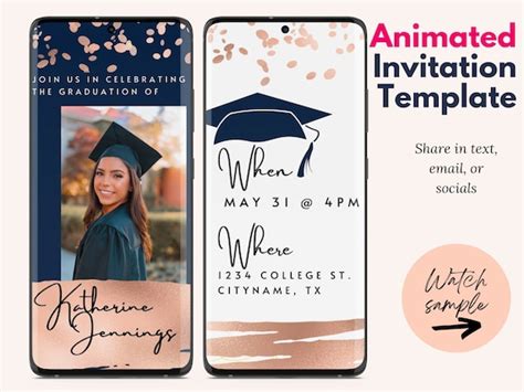 Rose Gold Graduation Invitation Template