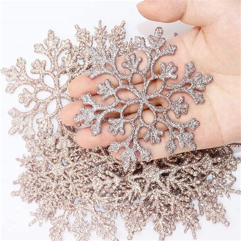 Rose Gold Snowflake Ornaments