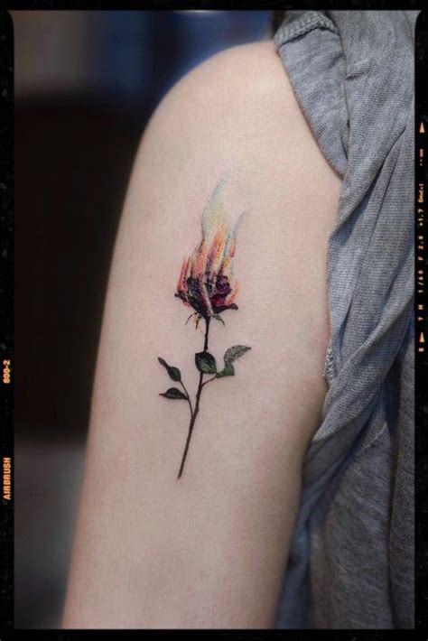 Rose in fire tattoo idea