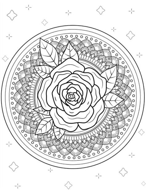 Rose Mandala Coloring Page