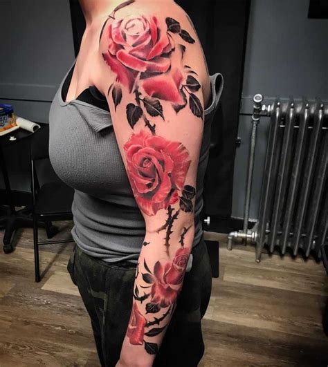 Rose sleeve tattoos