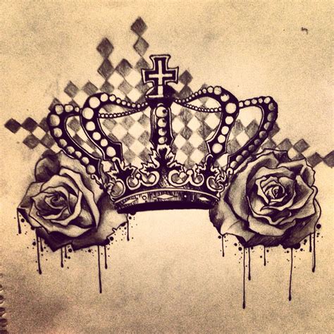 Rose tattoo with crown design