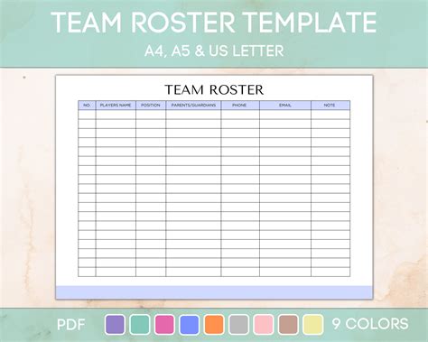 Roster Template 5