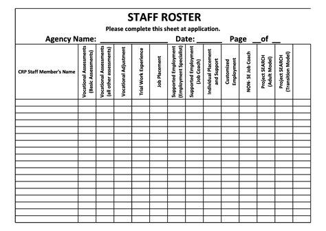 Roster Template 6