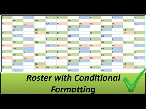 Roster template with conditional formatting