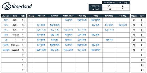 Roster template example 1