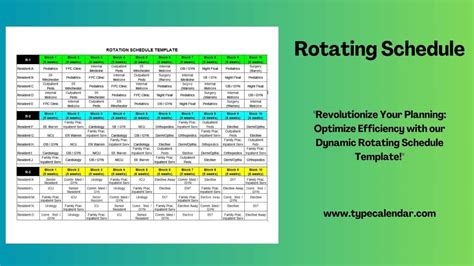 Rotating 4 on 4 off schedule template