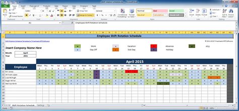 Rotating Shift Schedule Template in Excel