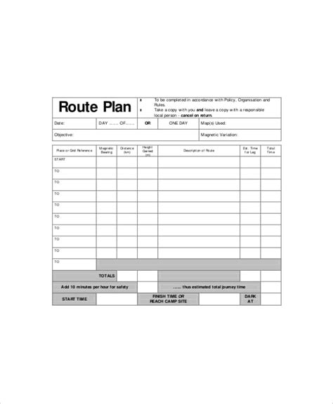 Route Planning Template Example