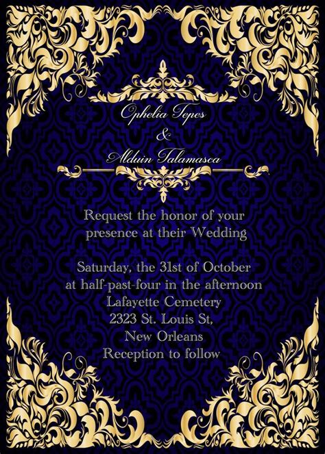 Royal Blue and Gold Metallic Wedding Invitation