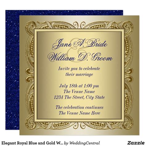 Royal Blue and Gold Wedding Invitation