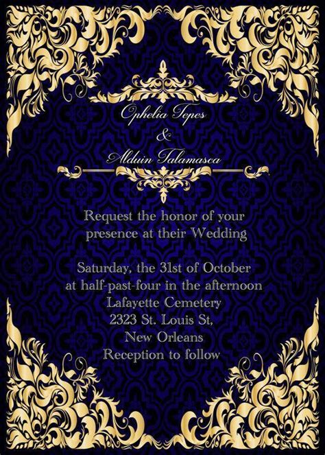 Royal Blue and Gold Wedding Invitations