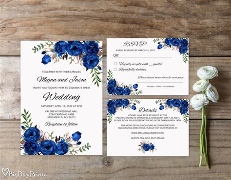 Royal Blue Wedding Invitation 1