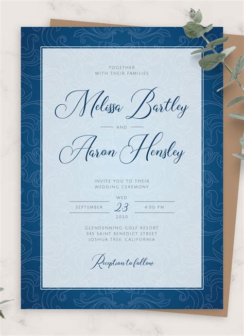 Royal Blue Wedding Invitation 2