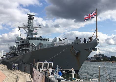 A Royal Navy ship in dry dock