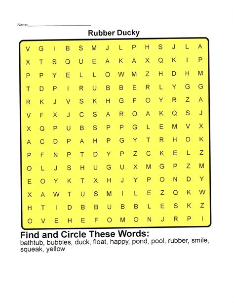 Rubber ducky word search