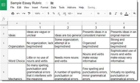 Rubric Template Add-on Google Docs