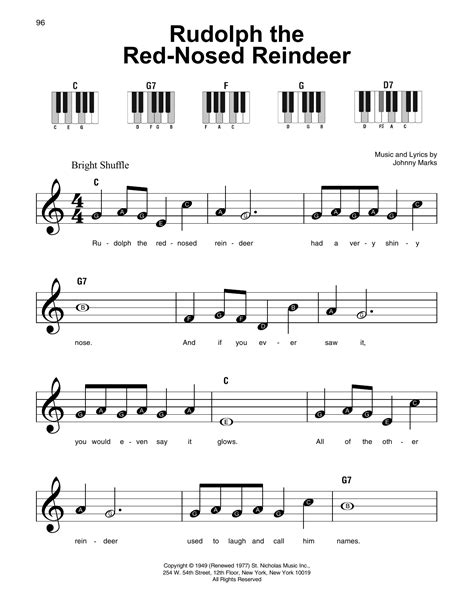 Rudolph the Red-Nosed Reindeer Piano Sheet Music