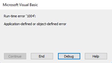 VBA Run Time Error 1004 Message