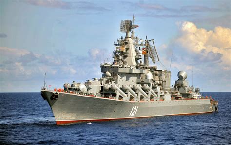 A Russian cruiser sailing through the Baltic Sea