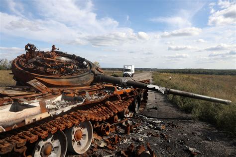 Destroyed Russian tank in Ukraine