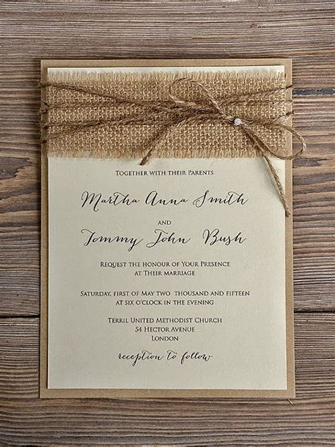 Rustic Burlap Wedding Invitation